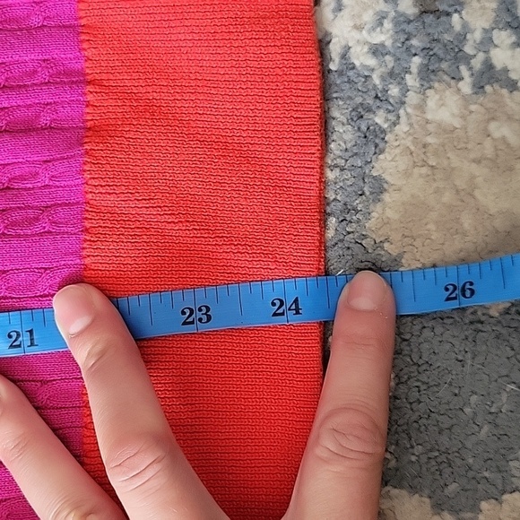 🌟Host Pick🌟 Talbots Fushia and Red Striped Sleeveless Cableknit Tank Top US L - Picture 9 of 9